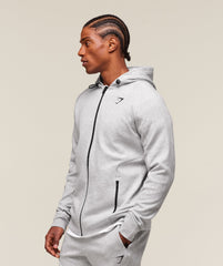 Interlock Tech Zip Up Hoodie - Light Grey Core Marl