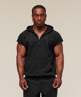 Legacy 1/4 Zip Cap Sleeve Hoodie - Black