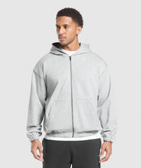Rest Day Essentials Zip Hoodie - Light Grey Core Marl