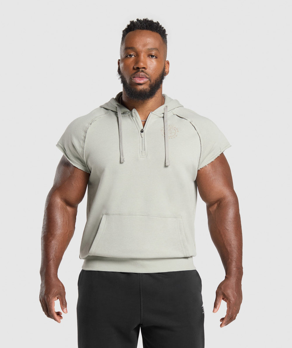 Legacy 1/4 Zip Cap Sleeve Hoodie - Stone Grey