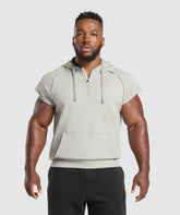 Legacy 1/4 Zip Cap Sleeve Hoodie - Stone Grey