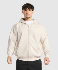 Atlas Zip Up Hoodie - Oat White