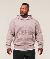 Collegiate Script Zip Up Hoodie - Muted Pink