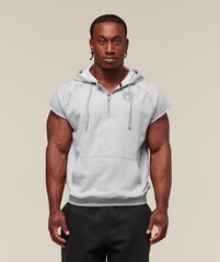Legacy 1/4 Zip Cap Sleeve Hoodie - Light Grey Core Marl