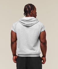 Legacy 1/4 Zip Cap Sleeve Hoodie - Light Grey Core Marl
