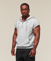 Legacy 1/4 Zip Cap Sleeve Hoodie - Light Grey Core Marl