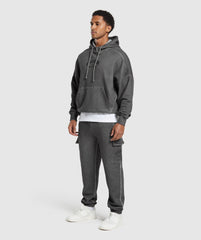 Heavyweight Washed Cargo Joggers - Black