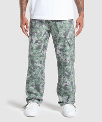 Camo Print Woven Cargo Pants - Unit Green