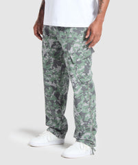 Camo Print Woven Cargo Pants - Unit Green