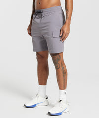 Stretch Woven Cargo Shorts - Medium Grey