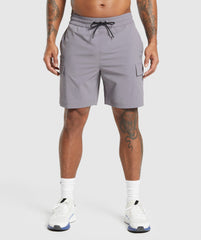 Stretch Woven Cargo Shorts - Medium Grey