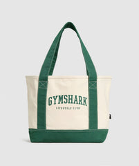 Collegiate Oversized Tote - Oat White/Classic Green