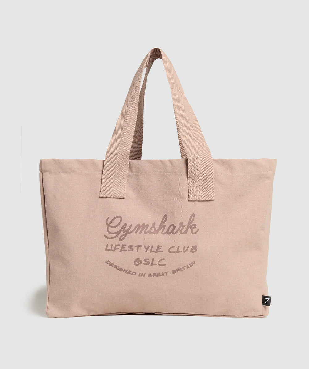 Script Oversized Tote - Muted Pink