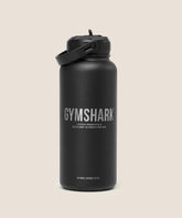 Metal Insulated Straw Bottle 1L - Black