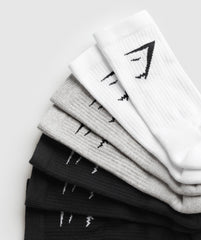 Crew Socks 7pk - White/Light Grey Core Marl/Black