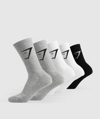 Crew Socks 5pk - White/Black/Light Grey Marl