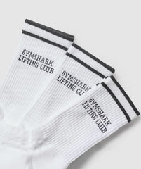 Lifting Club Graphic Crew 3pk - White/Black