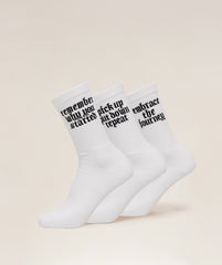 Motivate Graphic Crew Sock 3pk - White
