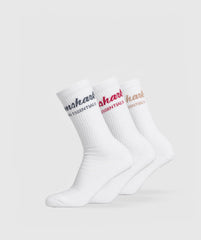 Trucker Crew Sock 3pk - White/Titanium Blue/Conditioning Red/Deep Fawn Brown