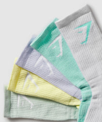 Crew Socks 5pk - Pop Turquoise/Fresh Lilac/Morning Blue/Refresh Yellow/White