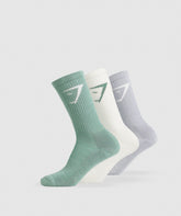 Crew Socks 3pk - Celeste Blue/Metal Purple/Soft White