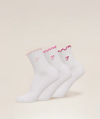 Midi Frill Socks 3pk - Cloud Pink/Energy Pink/Build Pink