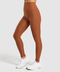 Ribbed Leggings - Copper Brown