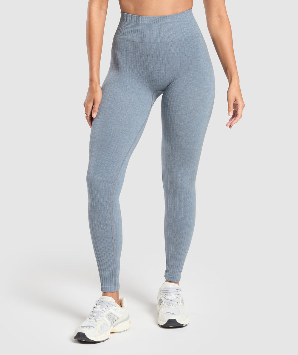 Luxe Seamless Leggings - Metal Blue Marl