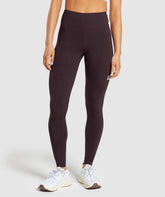 Block Cotton Leggings - Plum Brown