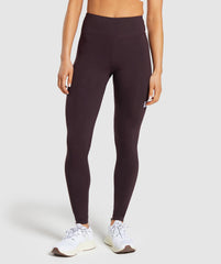 Block Cotton Leggings - Plum Brown