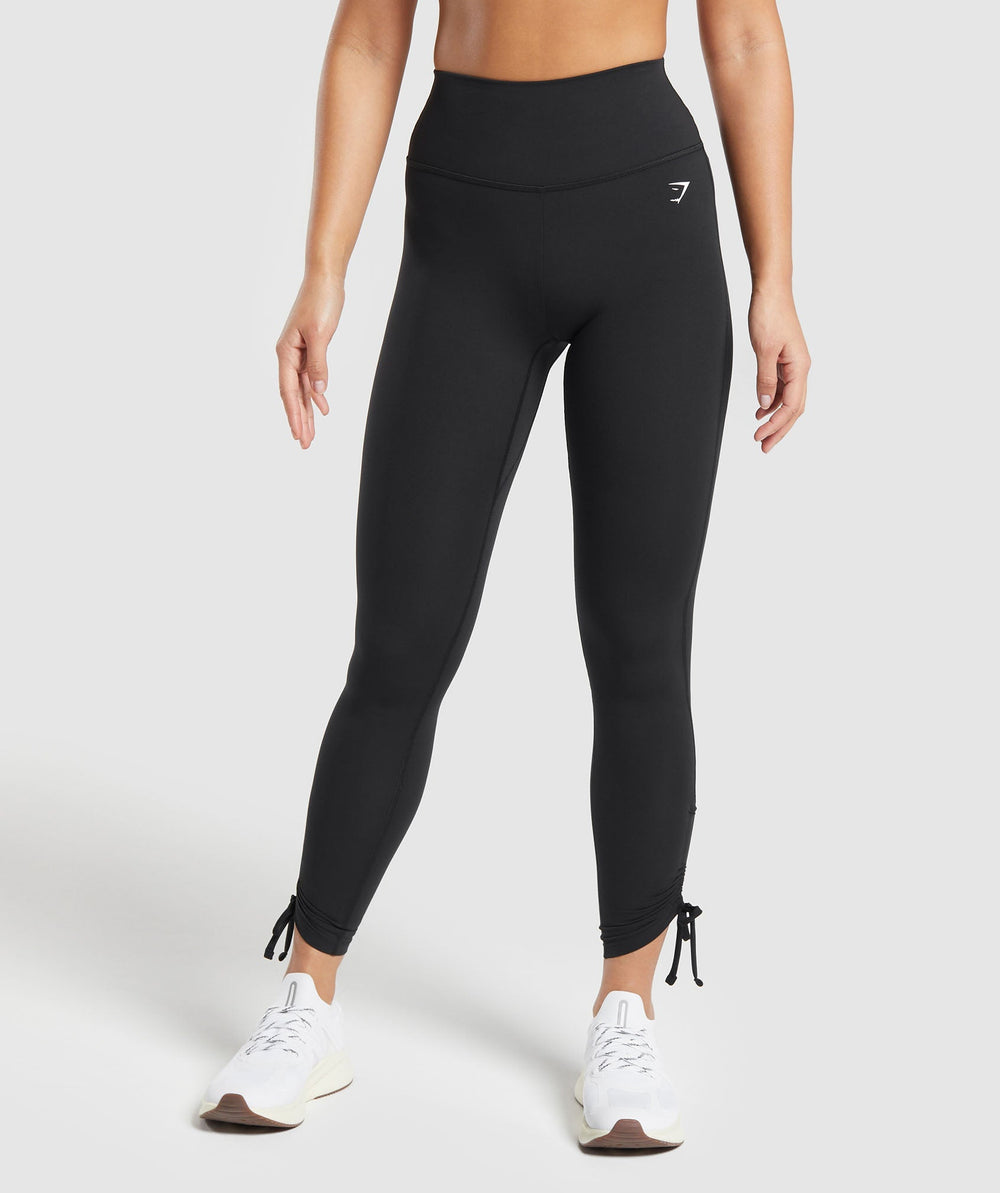 Ribbon Ankle Leggings - Black