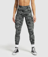 Legacy Printed Regular Leggings - Pitch Grey