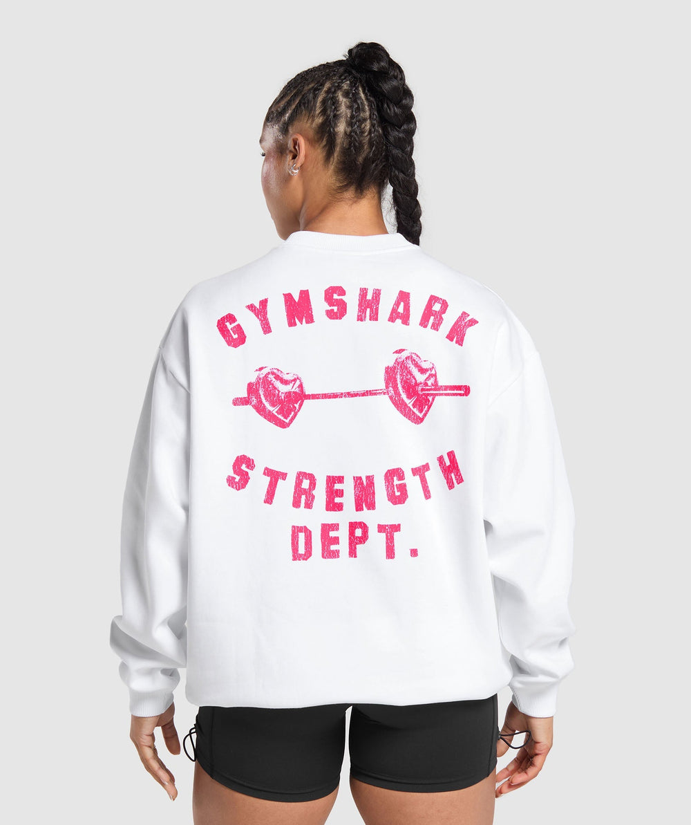Barbell Hearts Oversized Sweatshirt - White