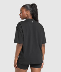 Lifting Girl Graphic Oversized Tee - Black