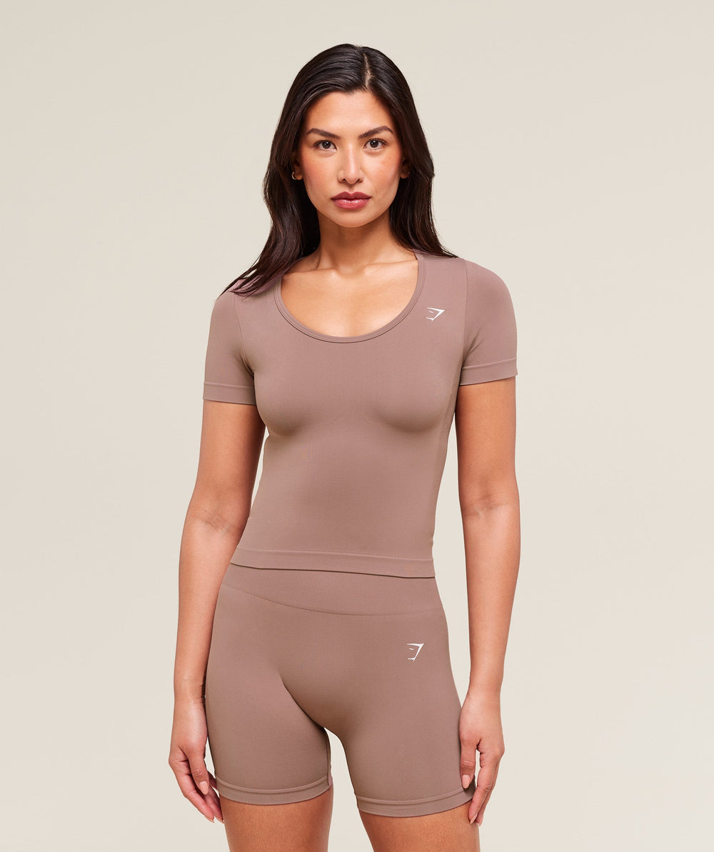 Everyday Seamless Tight Fit Crew Neck Tee - Chestnut Pink