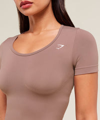 Everyday Seamless Tight Fit Crew Neck Tee - Chestnut Pink
