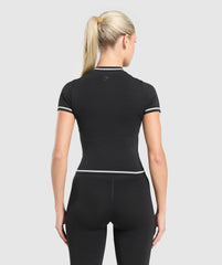Contrast Seamless Midi Tee - Black