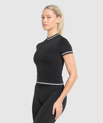 Contrast Seamless Midi Tee - Black