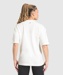 Lifting Girl Graphic Oversized Tee - Soft White
