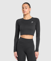 Training Long Sleeve Crop Top - Black