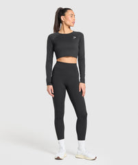 Training Long Sleeve Crop Top - Black