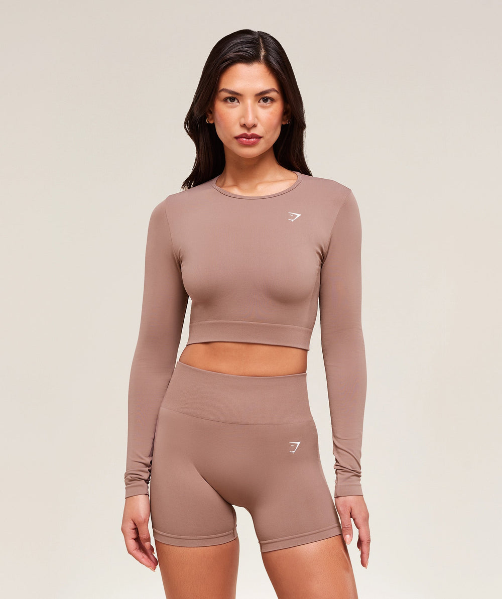 Everyday Seamless Long Sleeve Crop Top - Chestnut Pink