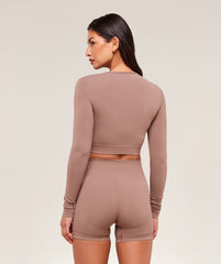 Everyday Seamless Long Sleeve Crop Top - Chestnut Pink