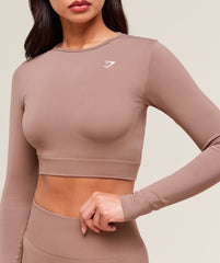 Everyday Seamless Long Sleeve Crop Top - Chestnut Pink