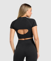 Corset Seamless Crop Top - Black