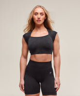 Adapt X Whitney Animal Seamless Crop Top - Black/Asphalt Grey