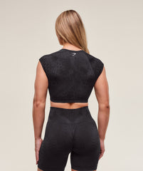 Adapt X Whitney Animal Seamless Crop Top - Black/Asphalt Grey