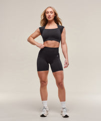 Adapt X Whitney Animal Seamless Crop Top - Black/Asphalt Grey