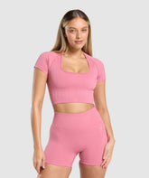 Corset Seamless Crop Top - Sunset Pink