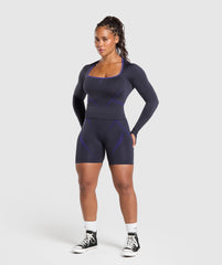 Apex Lift Seamless Long Sleeve Crop Top - Heavy Blue/Cobalt Purple